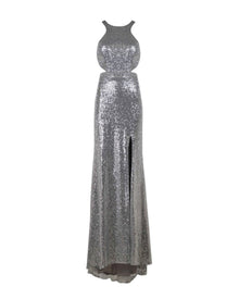 SEQUIN CUTOUT HIGH-NECK GOWN