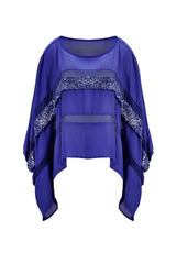 SEQUIN DRAPED CHIFFON BLOUSE