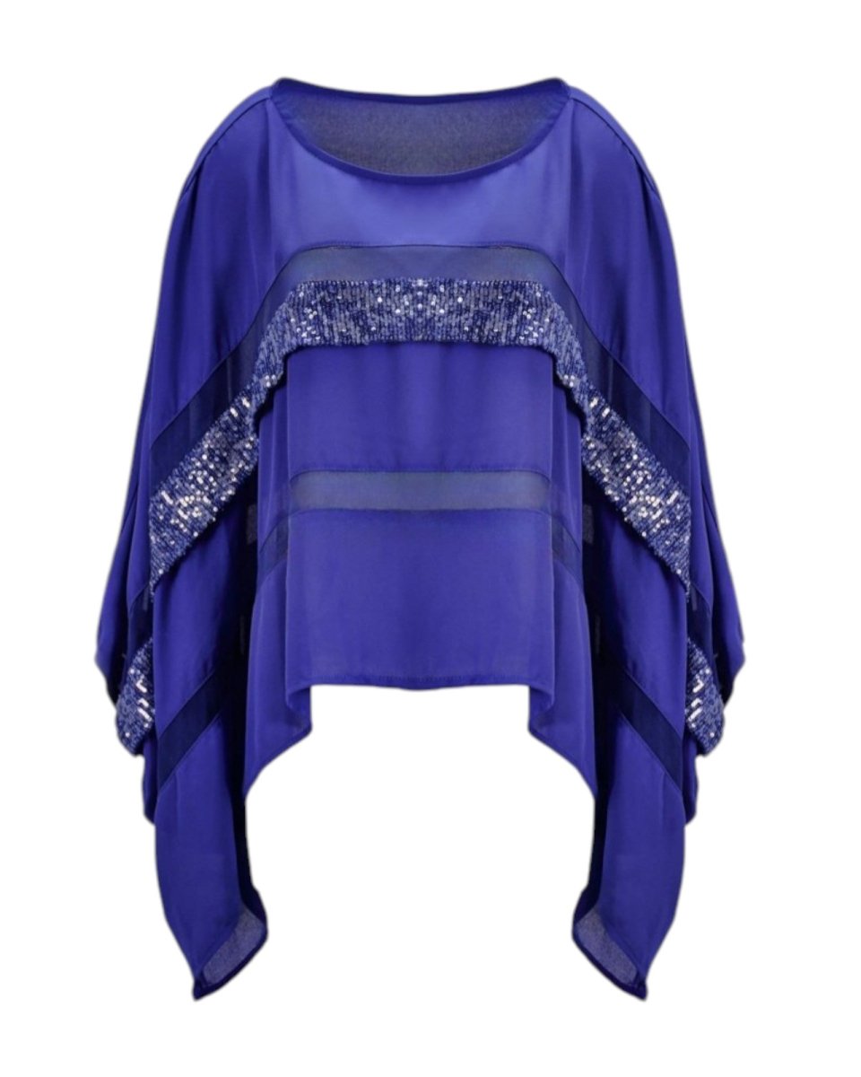 SEQUIN DRAPED CHIFFON BLOUSE