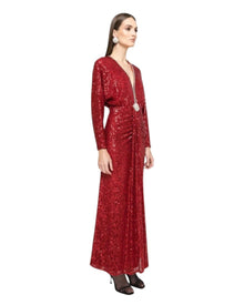 SEQUIN DRAPED LONG GOWN