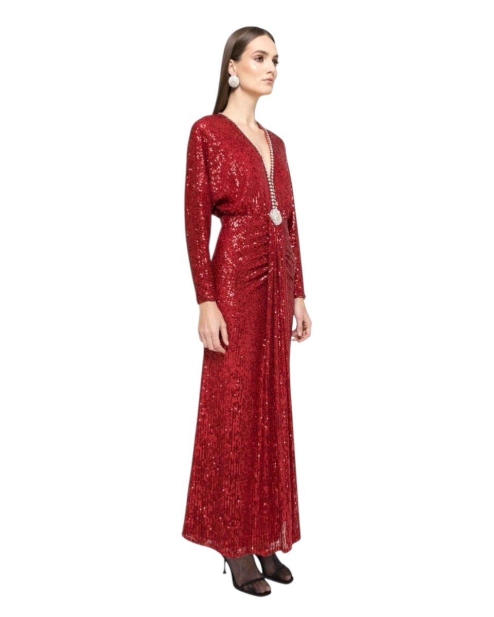 SEQUIN DRAPED LONG GOWN - Nakhle.Ets - Dresses