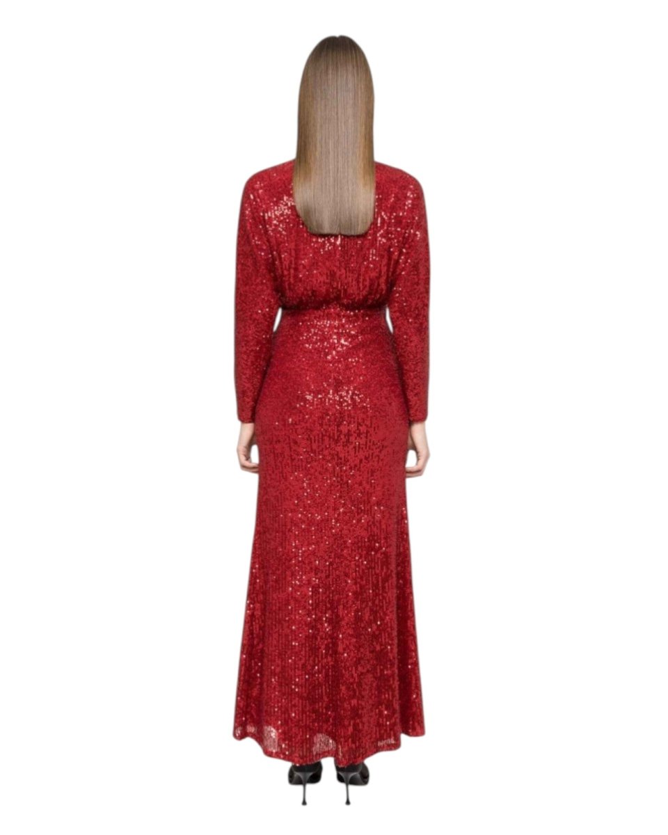 SEQUIN DRAPED LONG GOWN - Nakhle.Ets - Dresses