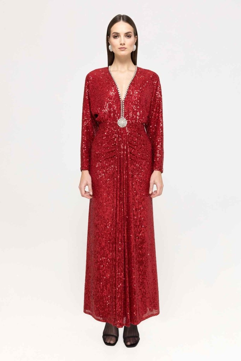 SEQUIN DRAPED LONG GOWN