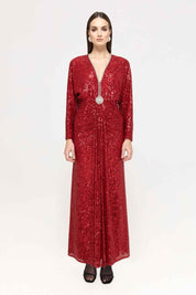 SEQUIN DRAPED LONG GOWN