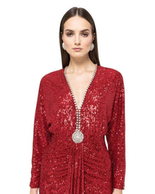 SEQUIN DRAPED LONG GOWN