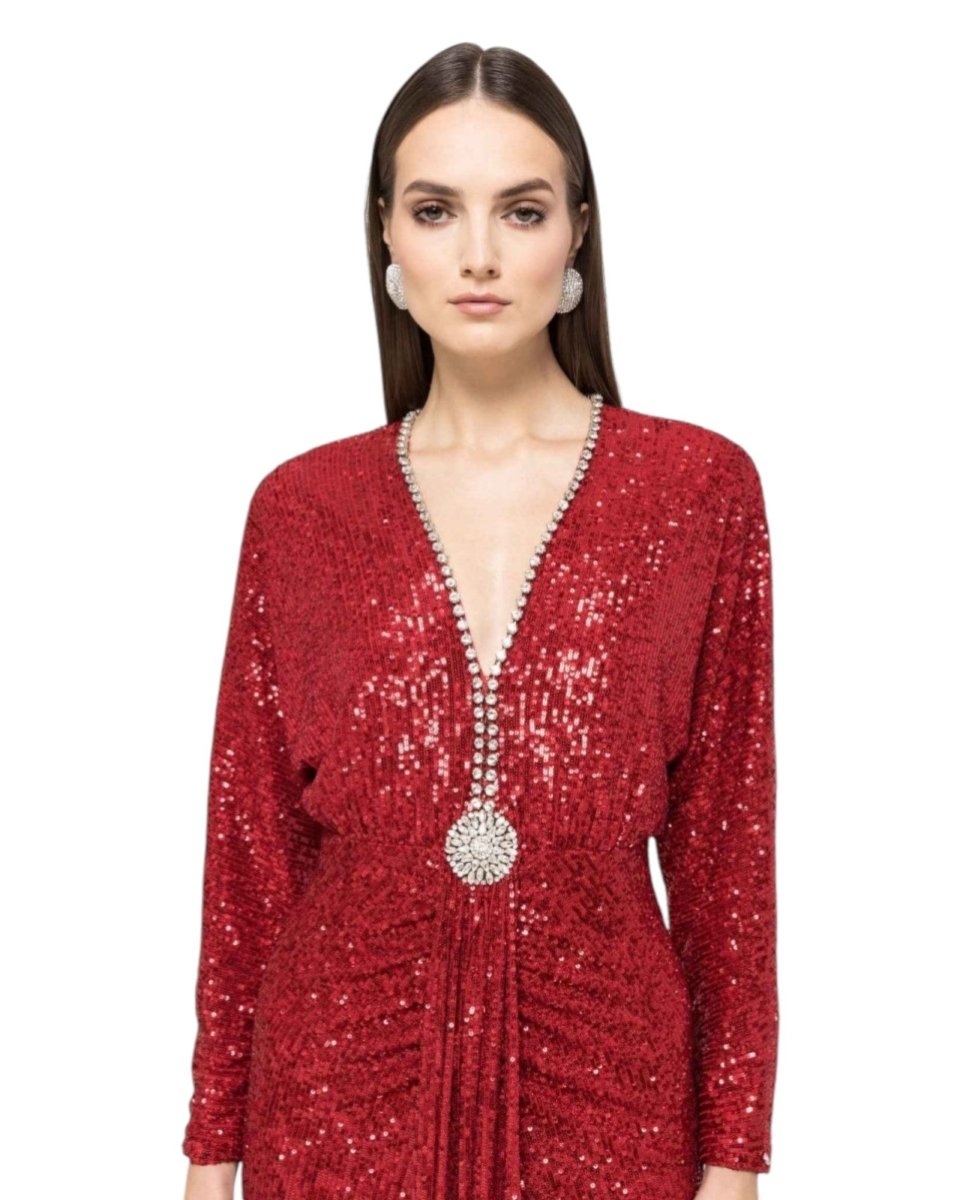 SEQUIN DRAPED LONG GOWN - Nakhle.Ets - Dresses