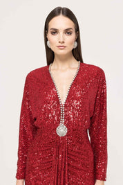 SEQUIN DRAPED LONG GOWN
