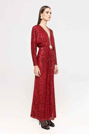 SEQUIN DRAPED LONG GOWN