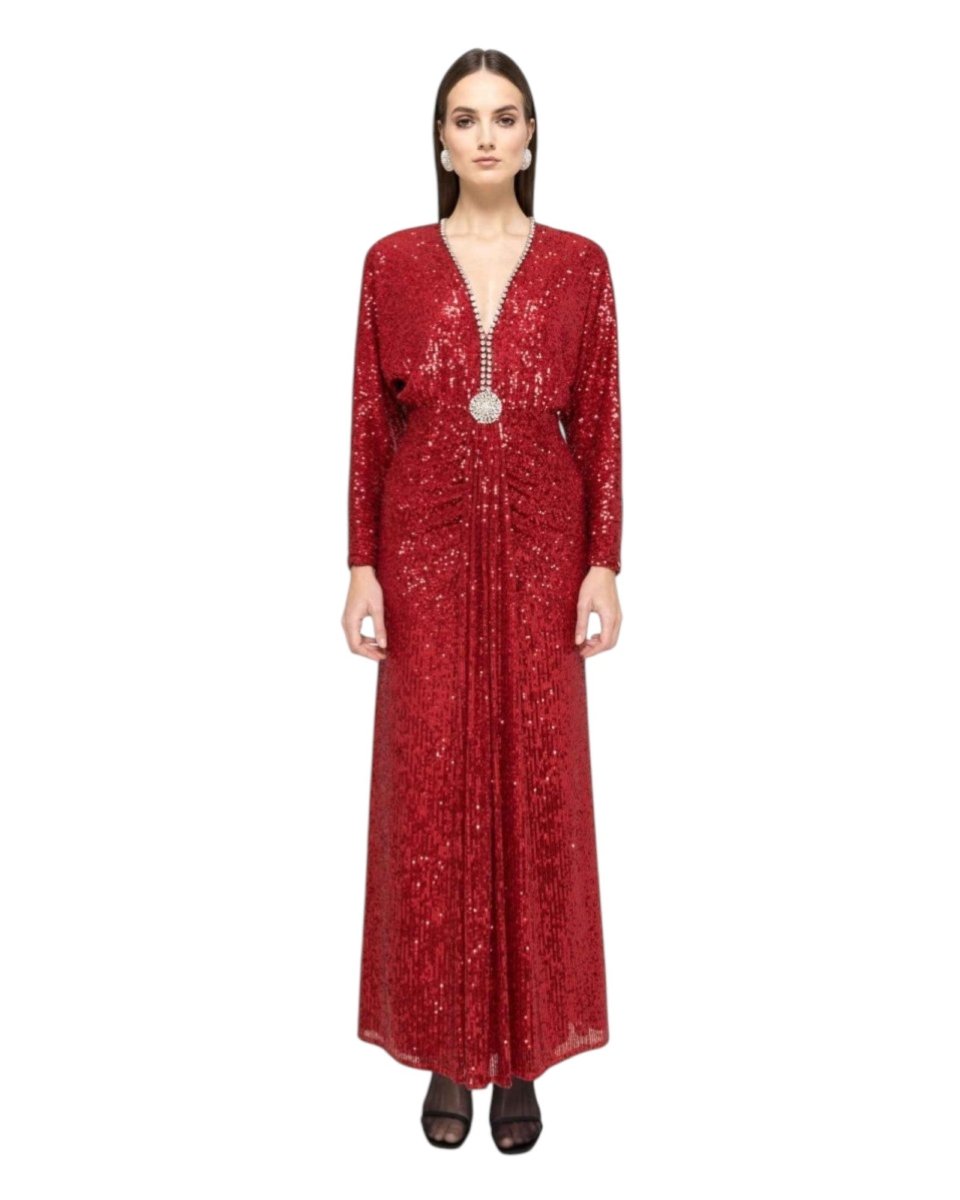 SEQUIN DRAPED LONG GOWN - Nakhle.Ets - Dresses