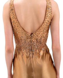 SEQUIN EMBELLISHED SATIN GOWN