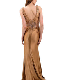 SEQUIN EMBELLISHED SATIN GOWN