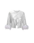 SEQUIN FEATHER CUFF JACKET