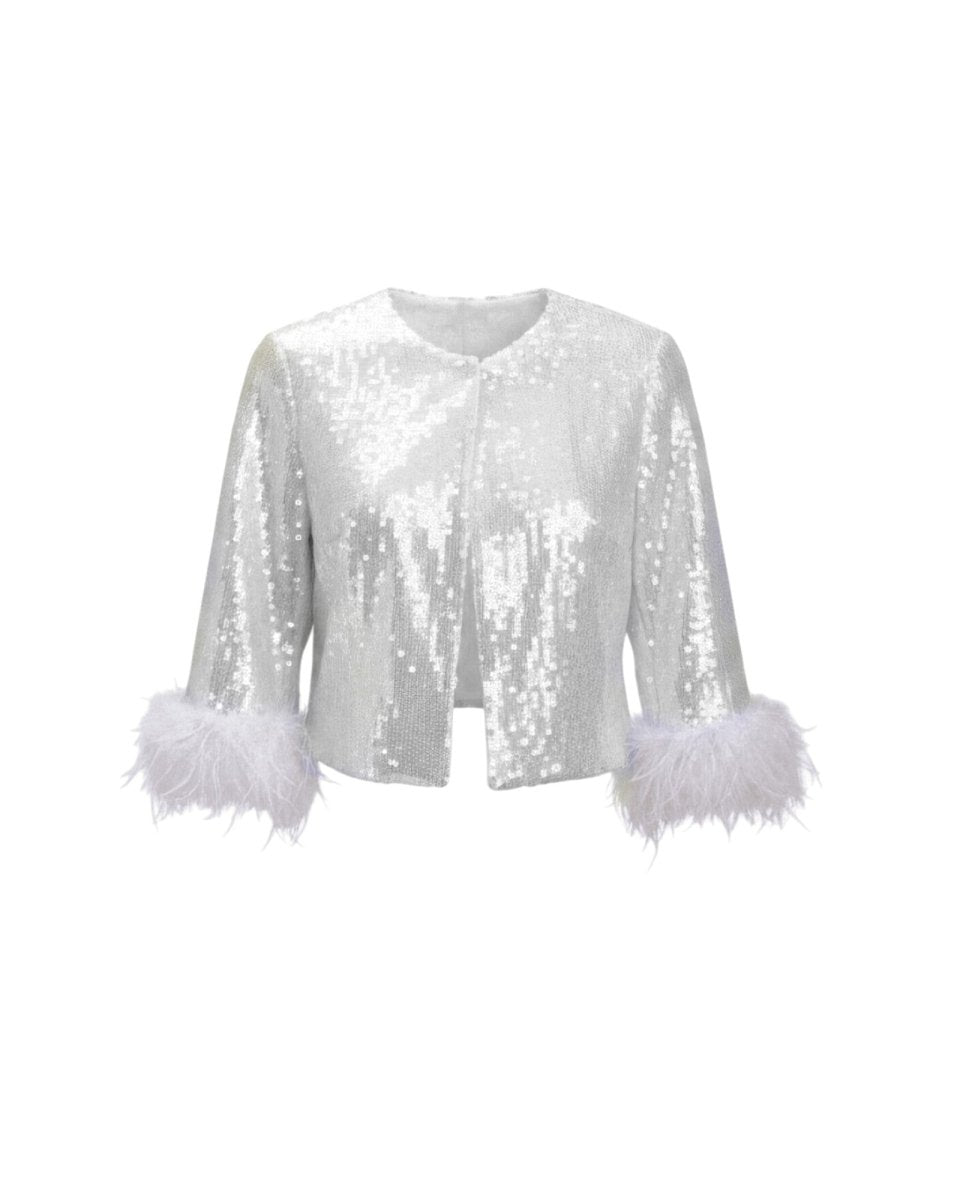 SEQUIN FEATHER CUFF JACKET