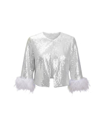 SEQUIN FEATHER CUFF JACKET
