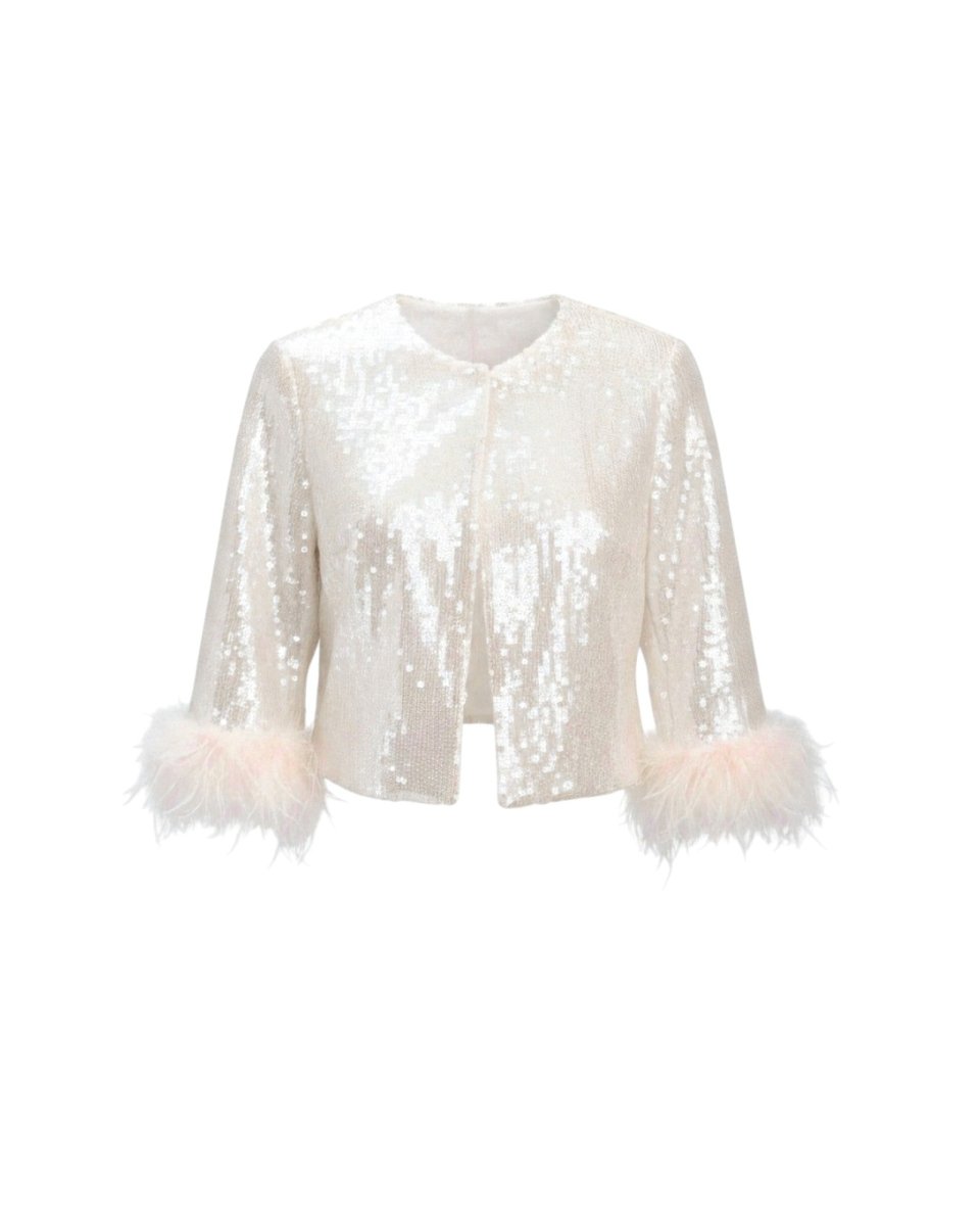 SEQUIN FEATHER CUFF JACKET