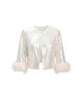 SEQUIN FEATHER CUFF JACKET