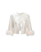 SEQUIN FEATHER CUFF JACKET