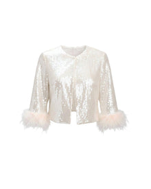 SEQUIN FEATHER CUFF JACKET
