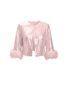SEQUIN FEATHER CUFF JACKET