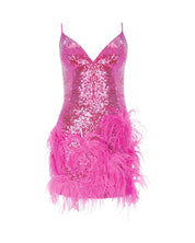 SEQUIN FEATHER SHORT DRESS