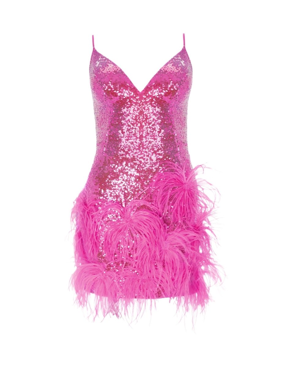 SEQUIN FEATHER SHORT DRESS