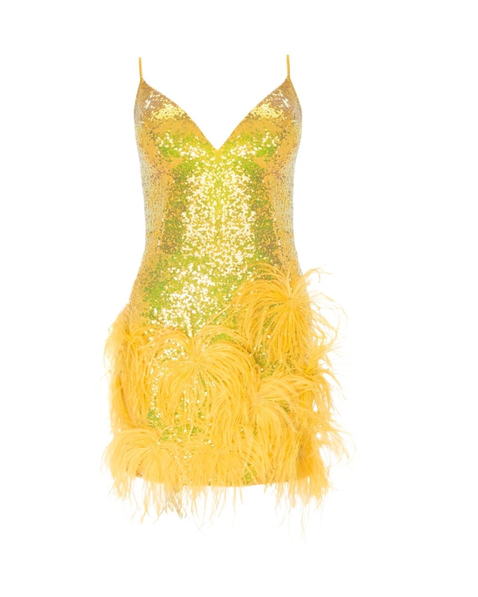 SEQUIN FEATHER SHORT DRESS