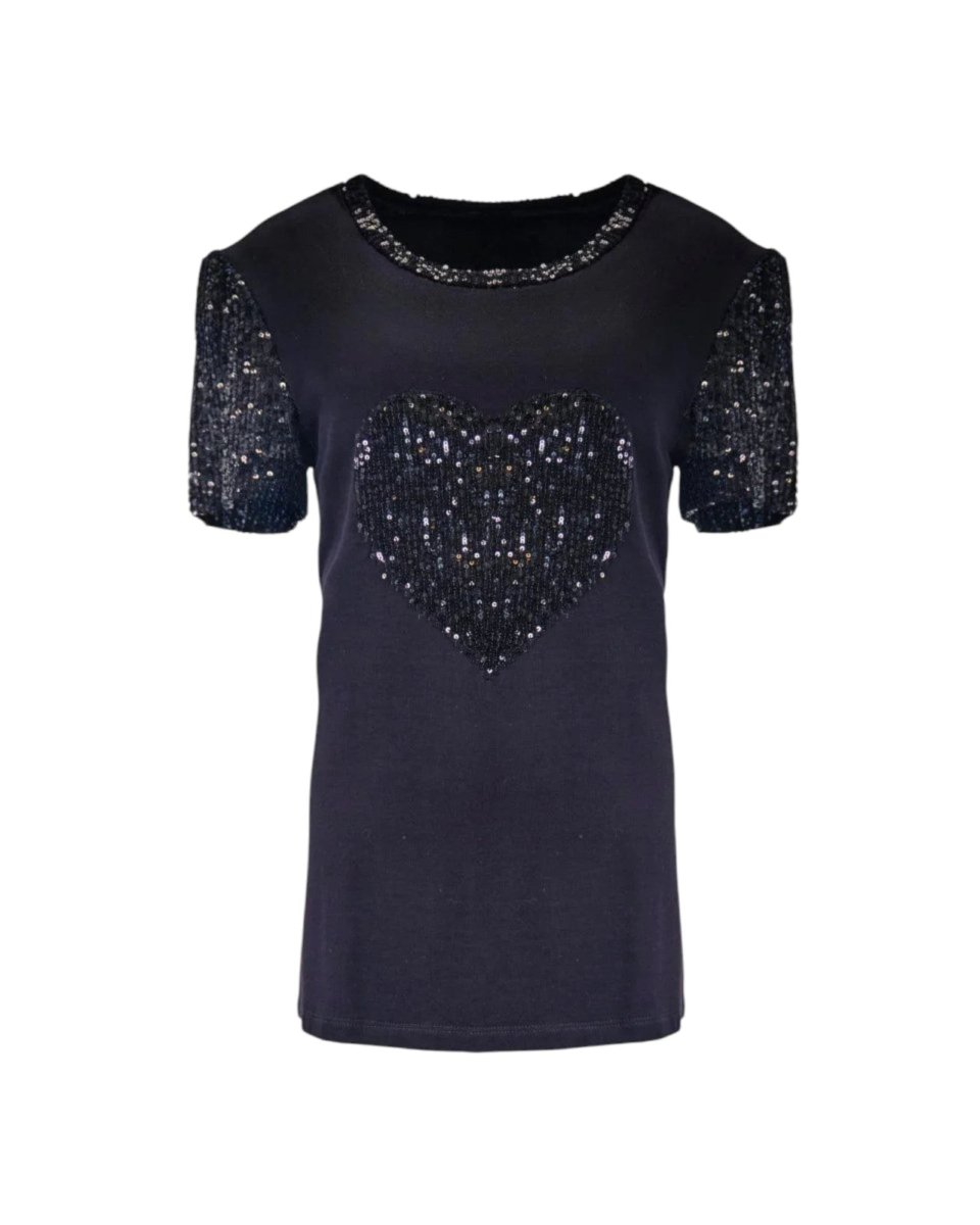 SEQUIN HEART DETAIL TOP - Nakhle.Ets - Tops & T-shirts