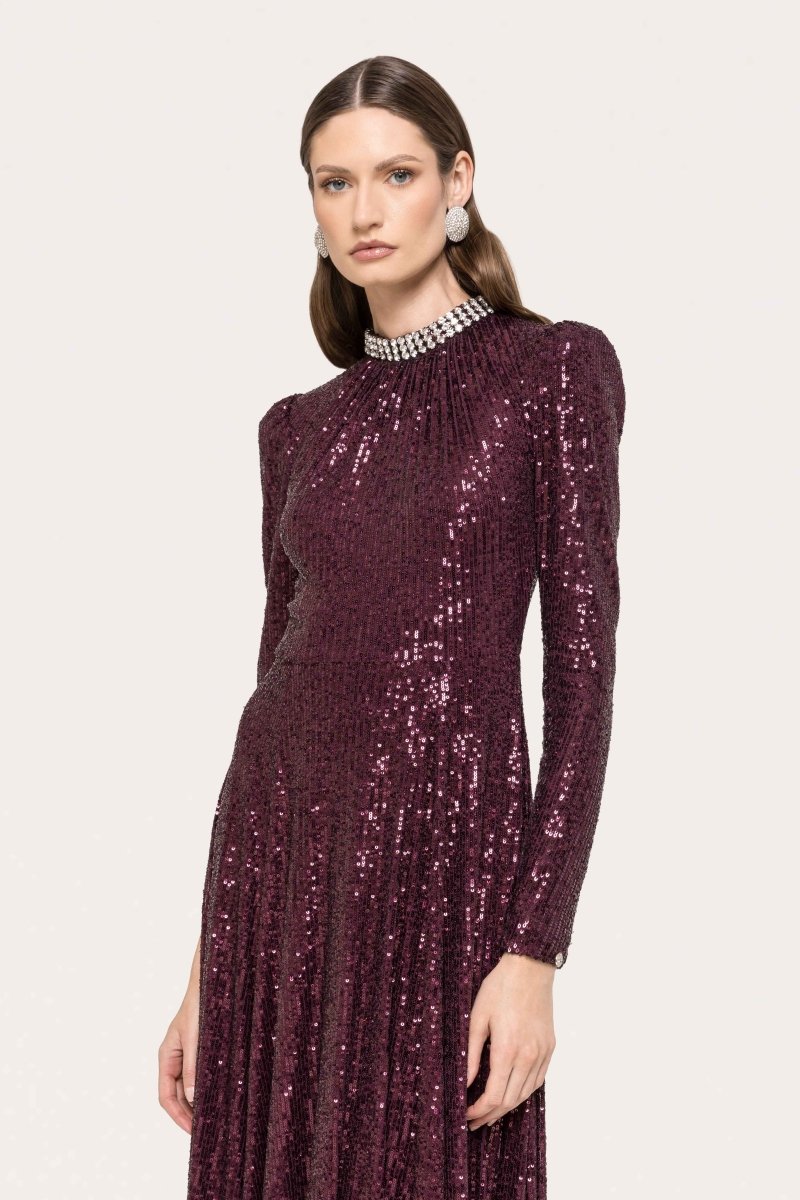 SEQUIN HIGH - NECK LONG GOWN