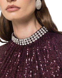 SEQUIN HIGH-NECK LONG GOWN