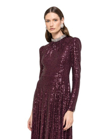 SEQUIN HIGH-NECK LONG GOWN