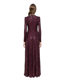 SEQUIN HIGH-NECK LONG GOWN