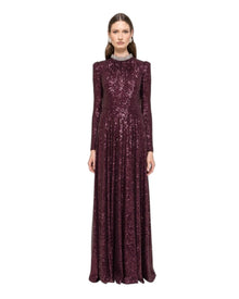 SEQUIN HIGH-NECK LONG GOWN