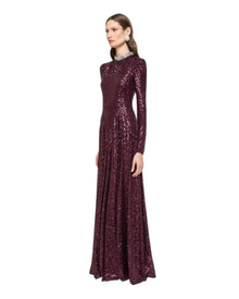 SEQUIN HIGH-NECK LONG GOWN