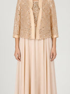 SEQUIN JACKET CHIFFON DRESS