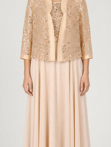 SEQUIN JACKET CHIFFON DRESS