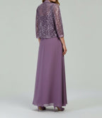 SEQUIN JACKET CHIFFON DRESS