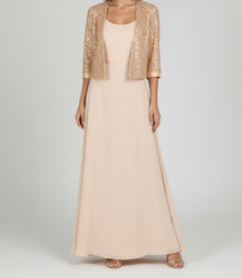 SEQUIN JACKET CHIFFON DRESS