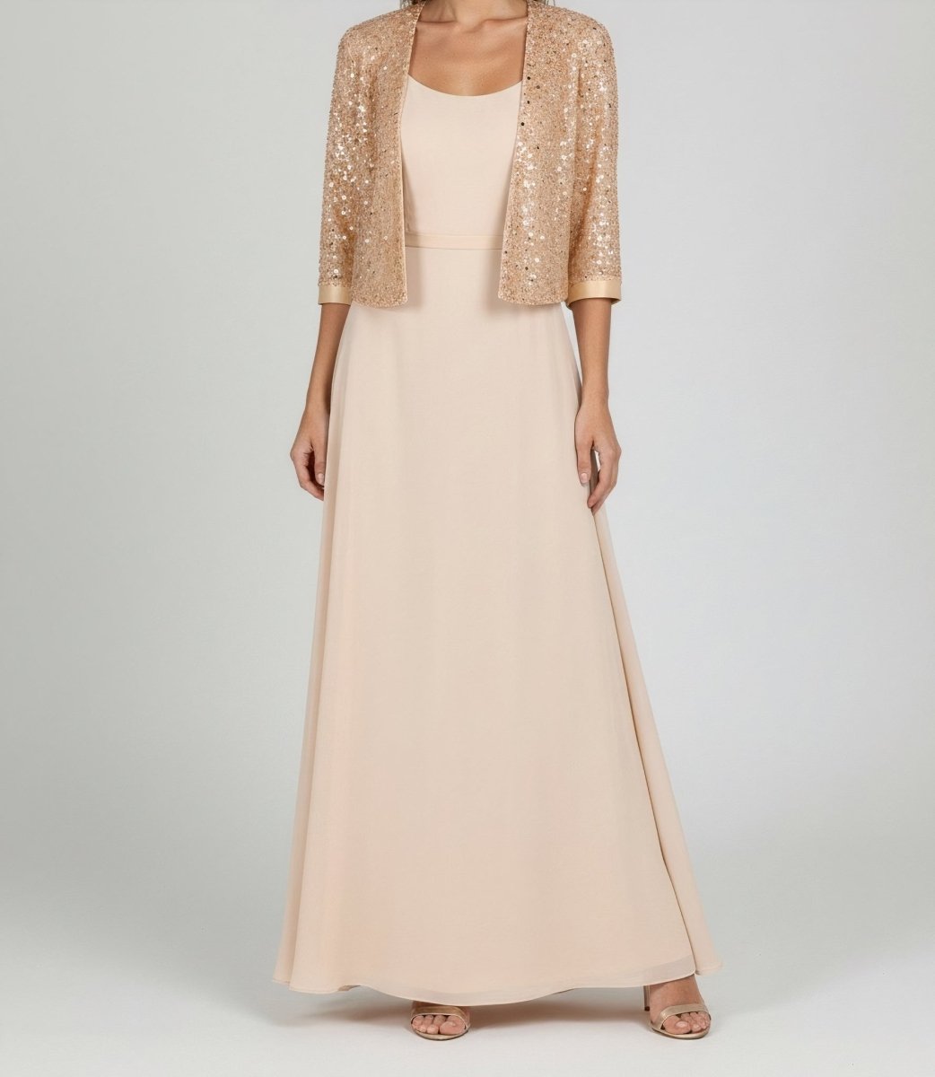 SEQUIN JACKET CHIFFON DRESS