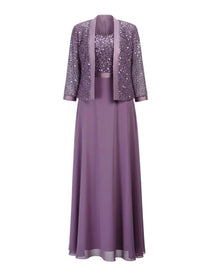 SEQUIN JACKET CHIFFON DRESS