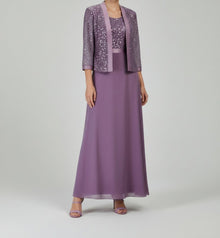 SEQUIN JACKET CHIFFON DRESS