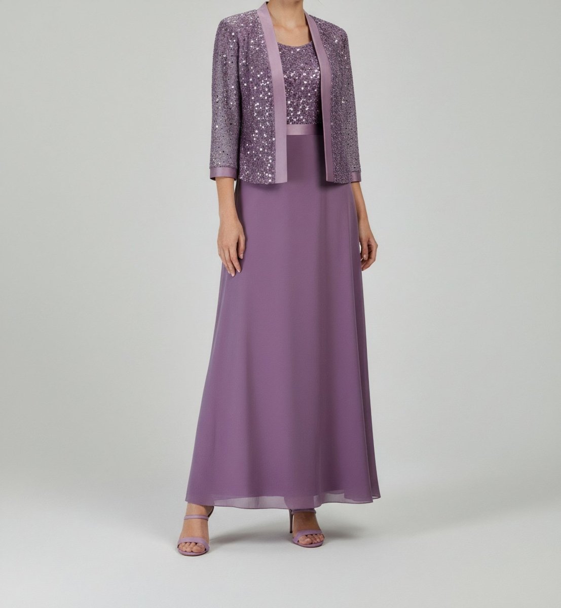 SEQUIN JACKET CHIFFON DRESS