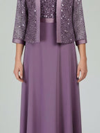 SEQUIN JACKET CHIFFON DRESS