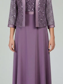 SEQUIN JACKET CHIFFON DRESS