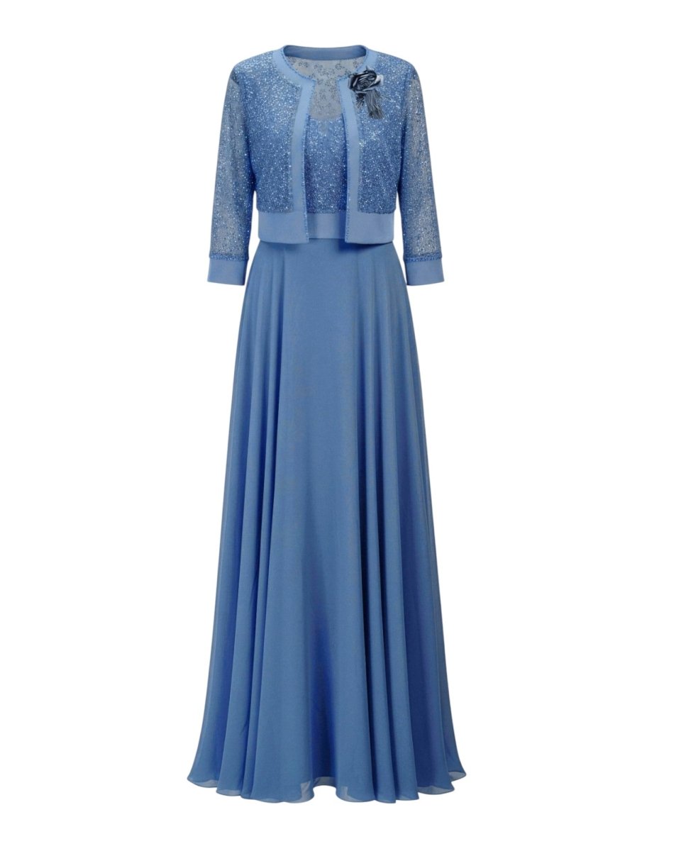 SEQUIN LACE LONG-SLEEVE GOWN