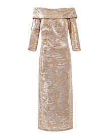 SEQUIN OFF-SHOULDER MIDI DRESS