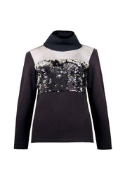 SEQUIN PANEL TURTLENECK BLOUSE - Nakhle.Ets - Blouse