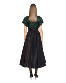 SEQUIN SATIN MIDI DRESS