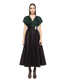SEQUIN SATIN MIDI DRESS