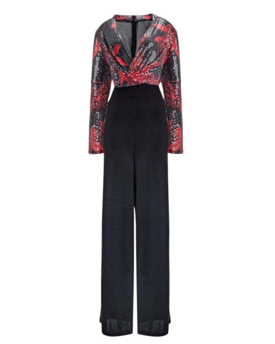 SEQUIN TOP AND WIDE-LEG TROUSER JUMPSUIT