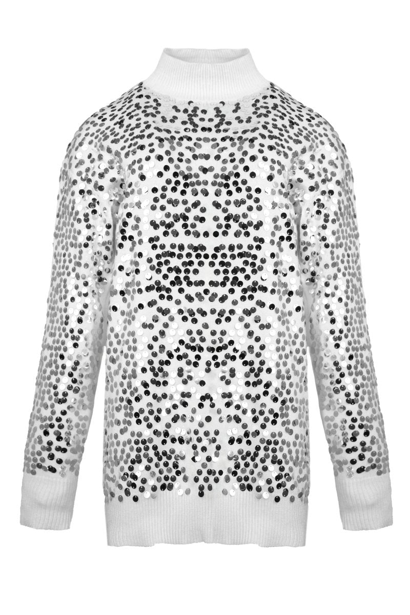 SEQUIN TURTLENECK SWEATER - Nakhle.Ets - Blouse